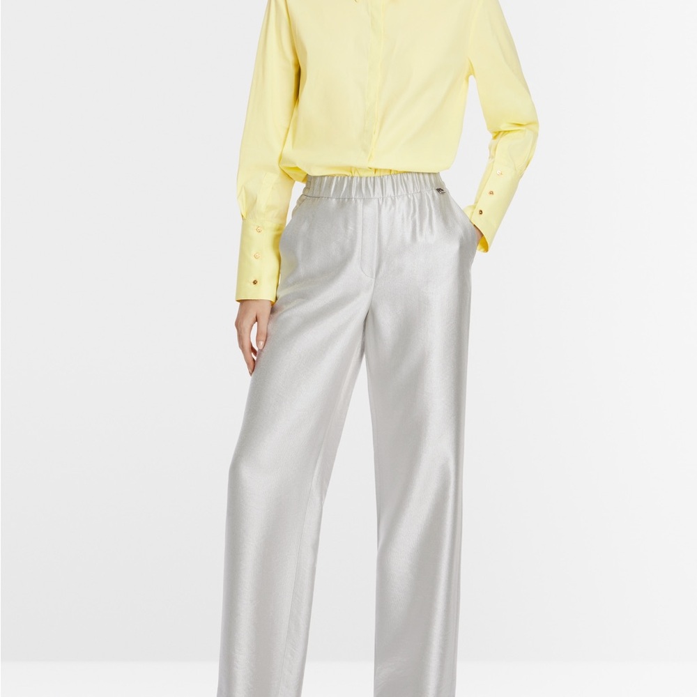 MARCCAIN WASHINGTON Wide Fit Regular Waist 32in Pants Champagne Silk Blend‎